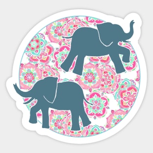 Tiny Elephants in Fields of Flowers Sticker